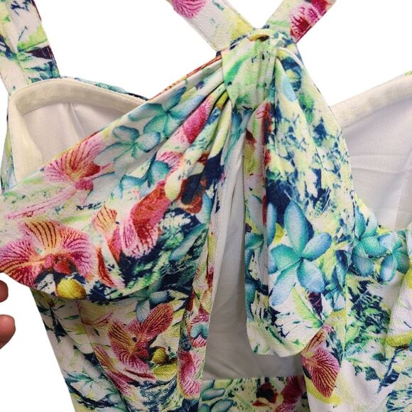 Forever 21 Exclusive Tropical High Low Back Cutout Dress S - Picture 10 of 16